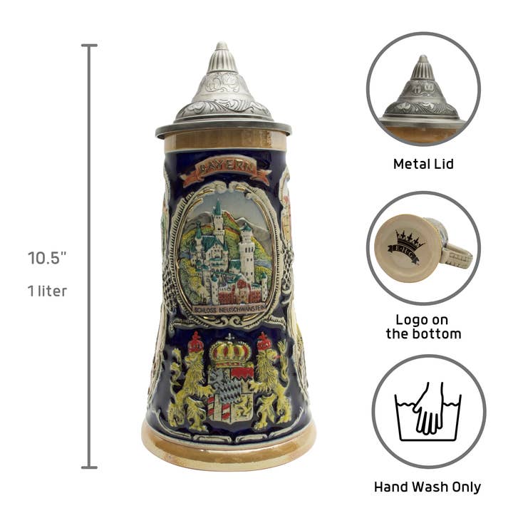 European Heritage Gifts - Wholesale Beer Glass/Mug - Windows into Germany Collectible German Beer Stein