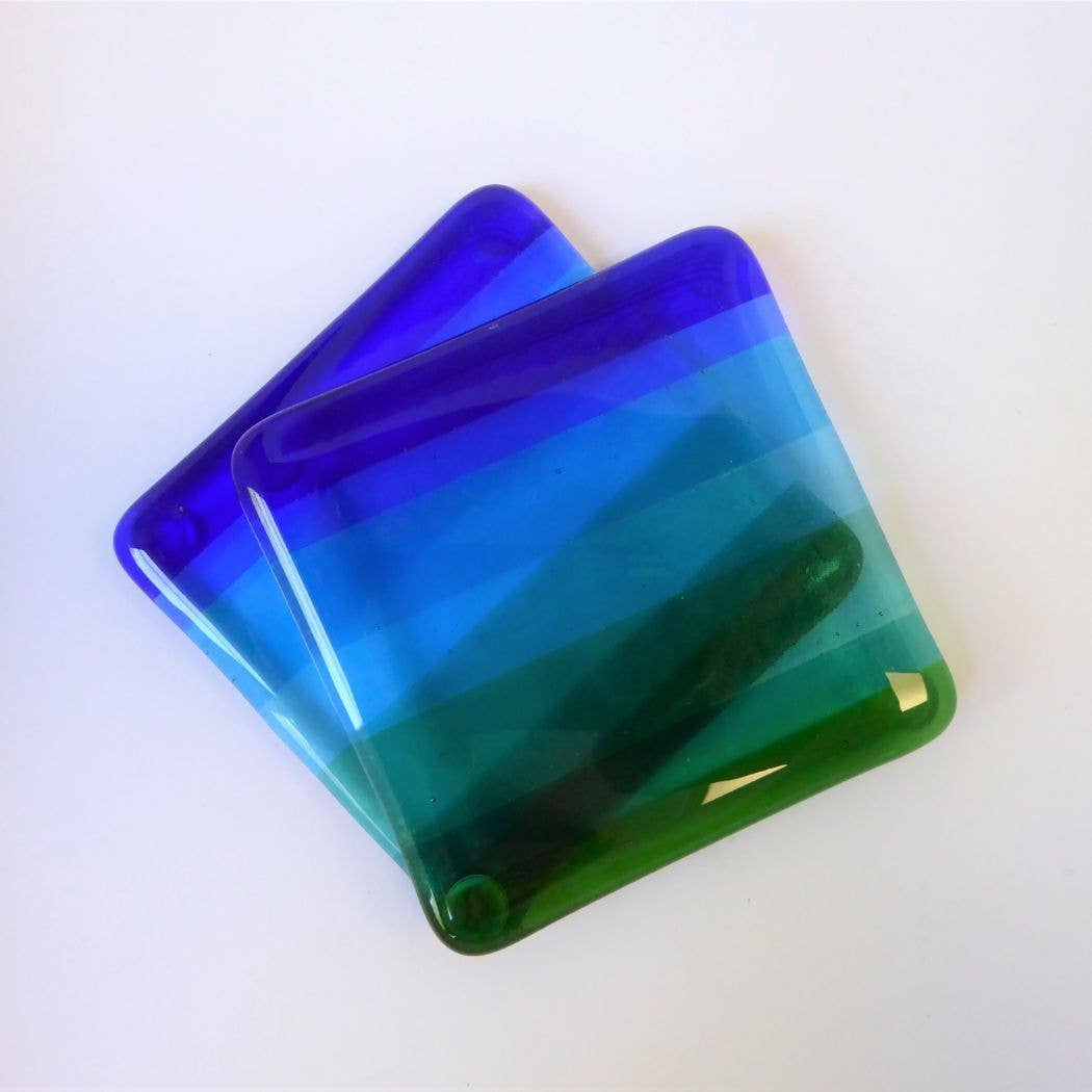 Eva Glass Design – wholesale Coasters – Fused glass coaster - Aqua style2