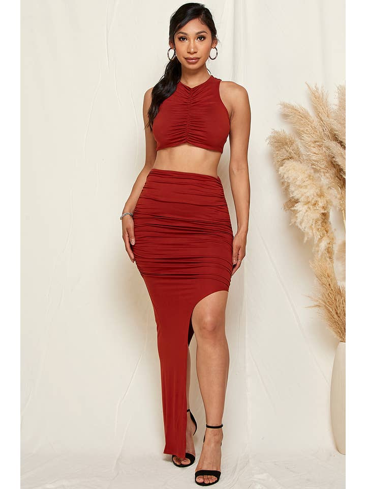Spring Haze Inc. - Wholesale Hemd- en rokset - Dames - 😍 Crop top en rok met split aan de zijkant 😍