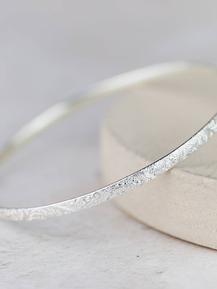 Sterling Silver Lace Bangle for wholesale by Lucy Kemp Jewellery