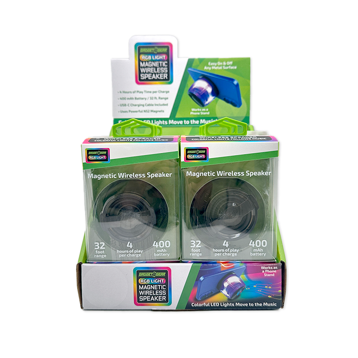 Novelty Brands - Wholesale Speakers - Gadget Gear LED Magnetic Wireless Speaker Stand - 6/Display3