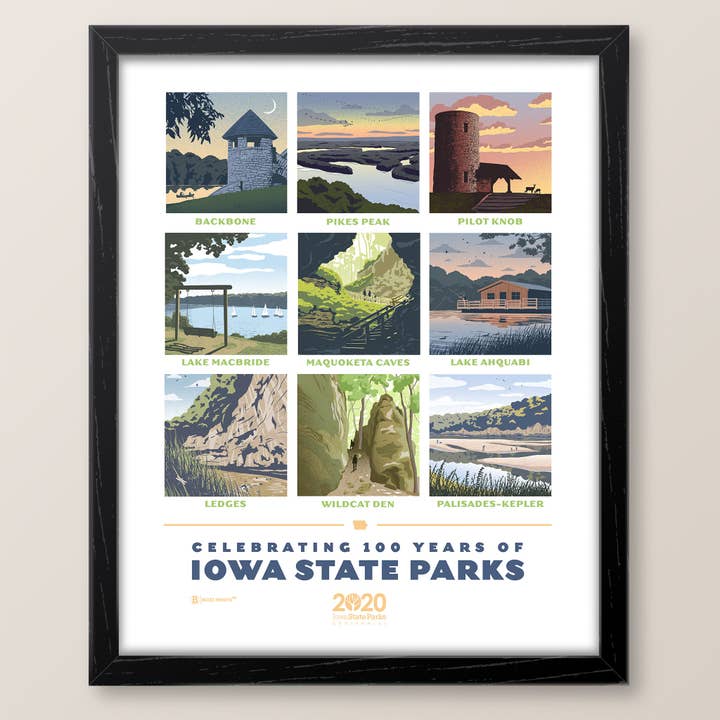 Iowa State Parks Centennial Print for wholesale by Bozz Prints