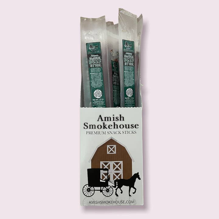 Amish Smokehouse - Wholesale Jerky - Jalapeño Beef Sticks 21 Ct. Individually Wrapped