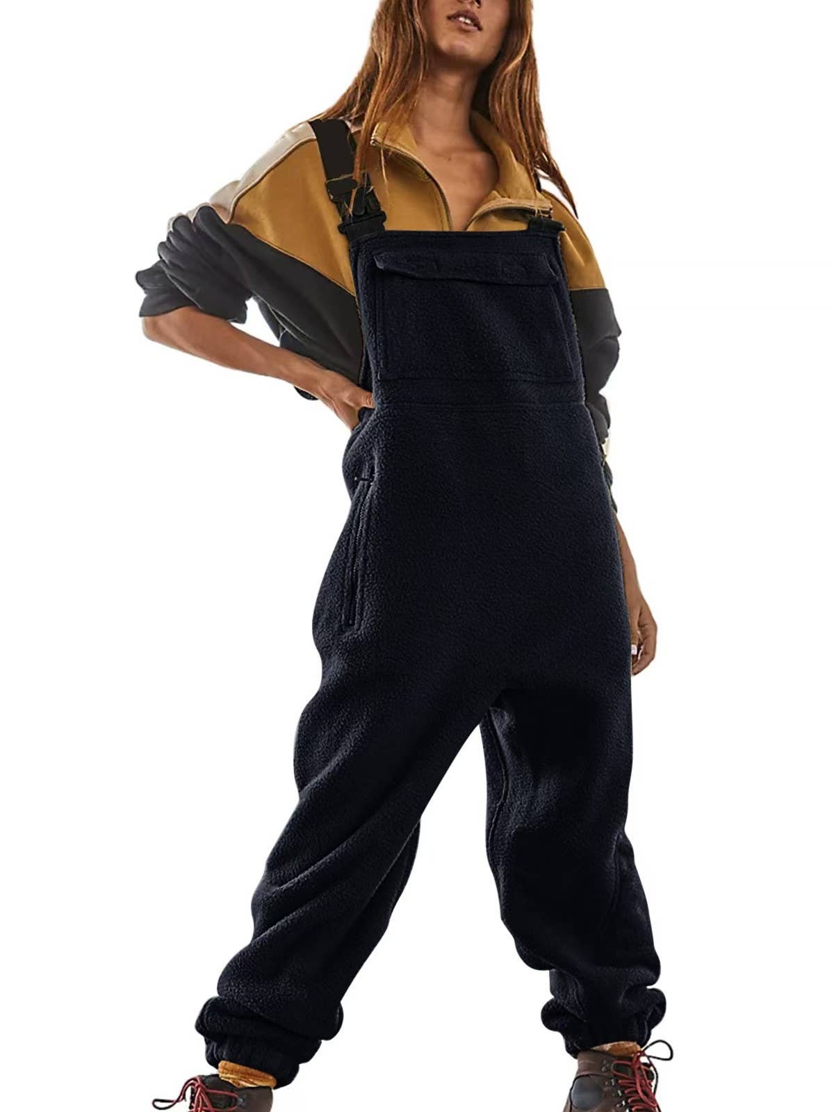 HIDDENBRAND - Wholesale Jumpsuit - Women's - Cargo Fleece Backpack Buckle Jumpsuits5