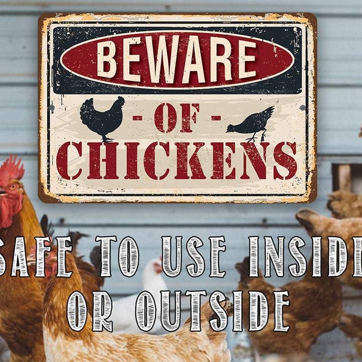 Lone Star Art - Wholesale Sign - Beware of Chickens - Metal Sign