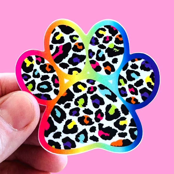 SALE Rainbow Paw Print Vinyl Sticker for wholesale by Bad Tags