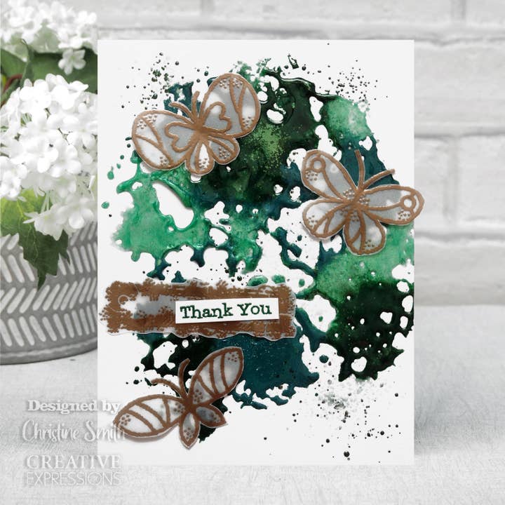 Ecstasy Crafts Distributing - Wholesale Rubber/Decorative Stamp - Woodware Clear Singles Wired Butterflies 4 in x 6 in Stamp