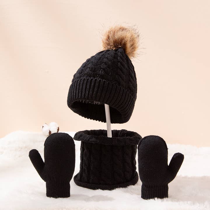 PatPat - Wholesale Clothing Set - Baby - 3-pack Baby Toddler Knit Beanie Mittens Set