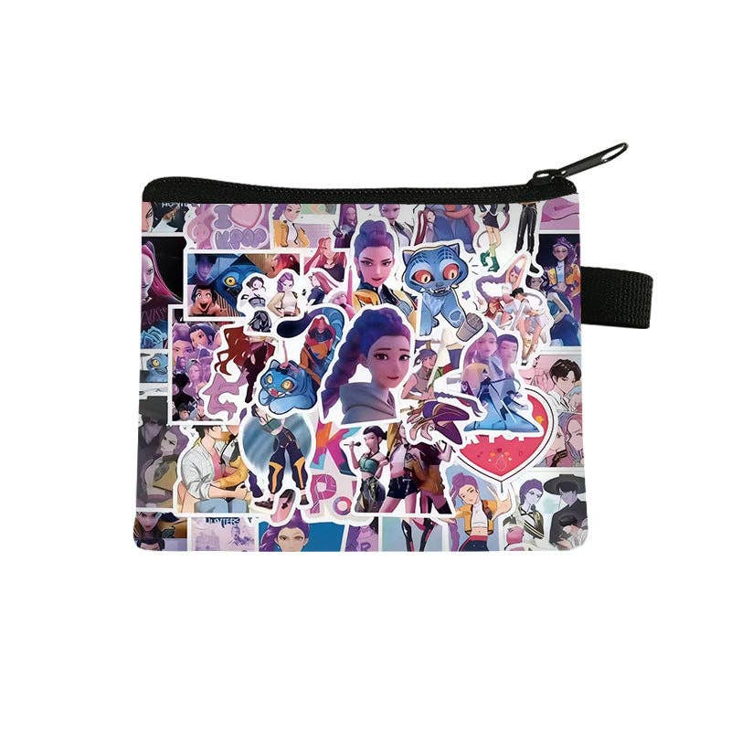 Auraquise - Vente Porte-monnaie – enfant - Porte-monnaie Mini Imprimé Anime Chasseurs de Démons K-Pop Porte-clés & Cartes Portable Petit Portefeuille Mignon13