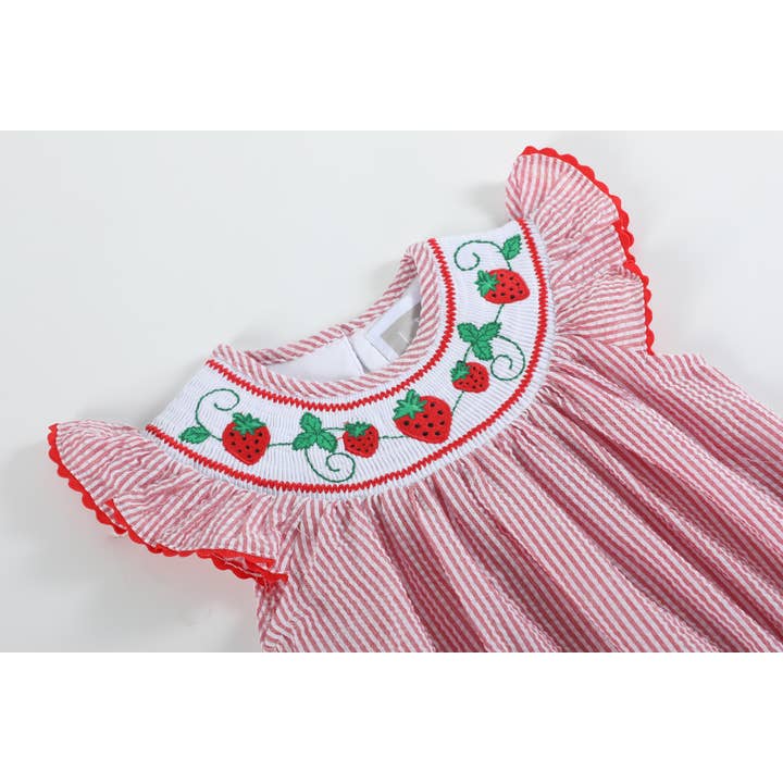 Lil Cactus - Vente Body (sans pieds) – bébé - Barboteuse rouge à la fraise et au seersucker4