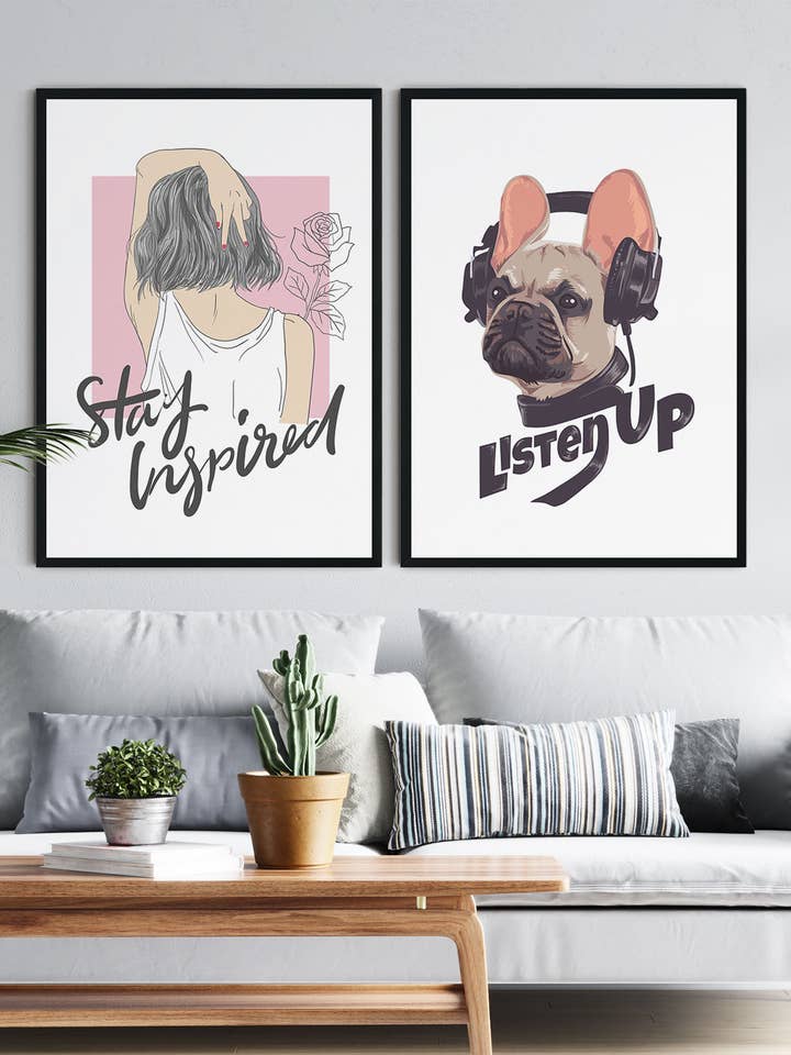 Set of youth prints “Stay Inspired” for wholesale by KC Decoración