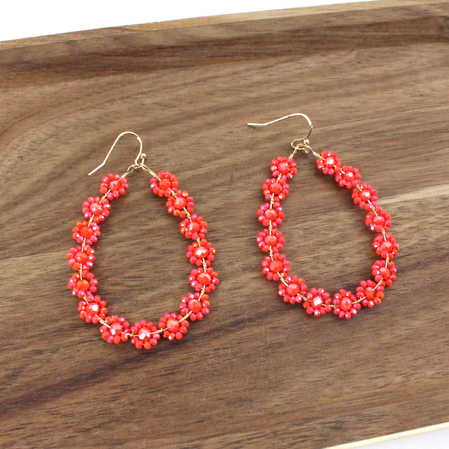 Pretty Persuasions - Wholesale Dangle Earrings - E24098 Beaded Flower Dangle Earrings7