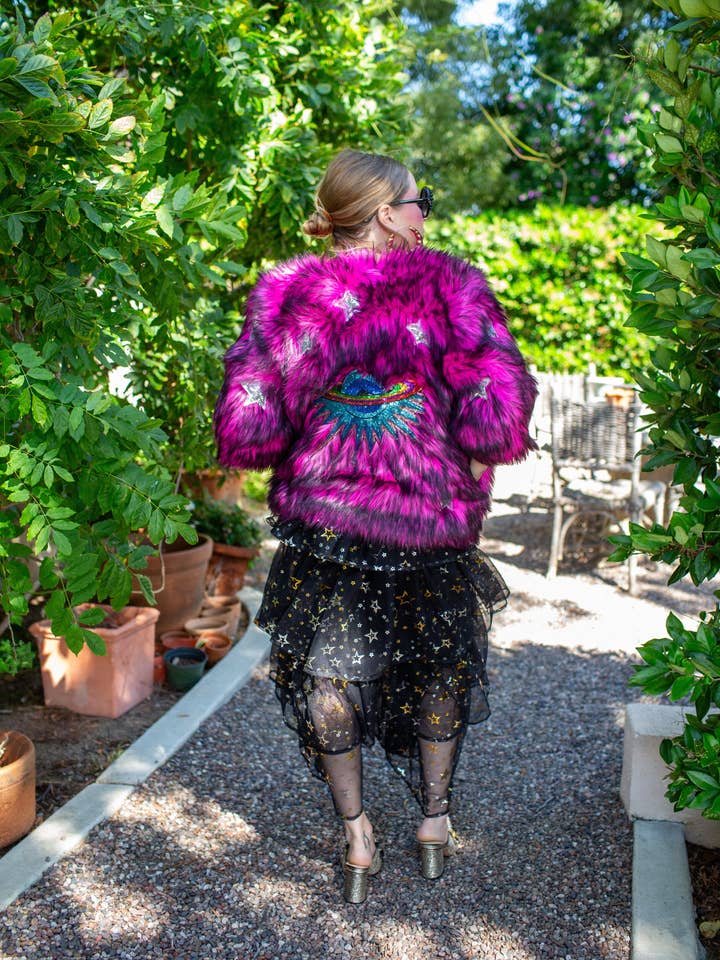 Jennafer Grace - Wholesale Jacket – Women's - Planet Queen Faux Fur Jacket in Monster Pink14