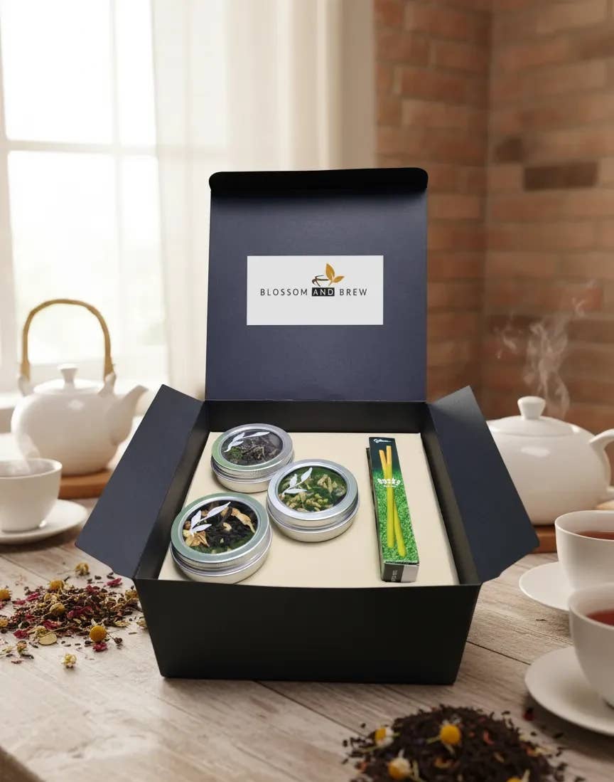 Blossom & Brew - Wholesale Tea set - Wellness Tea Gift Set-Darjeeling, Jasmine & Blue Blends
