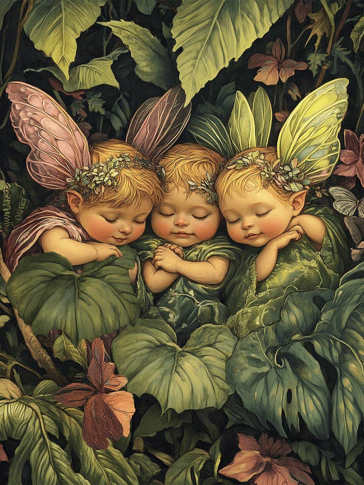 Fairies After Lunch Nap Time - 8"x8" Art Prints for wholesale by Mowbi