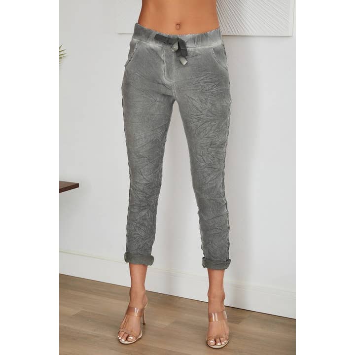 STONEWASHED RIBBON CRINKLE JOGGERS (21275-RIBBONSTONEWASH) for wholesale by VENTI6