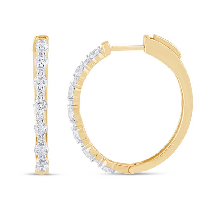 Certified 1.00 CTW VS Lab Grown Hoop Earrings 14K Gold for wholesale by White Rock