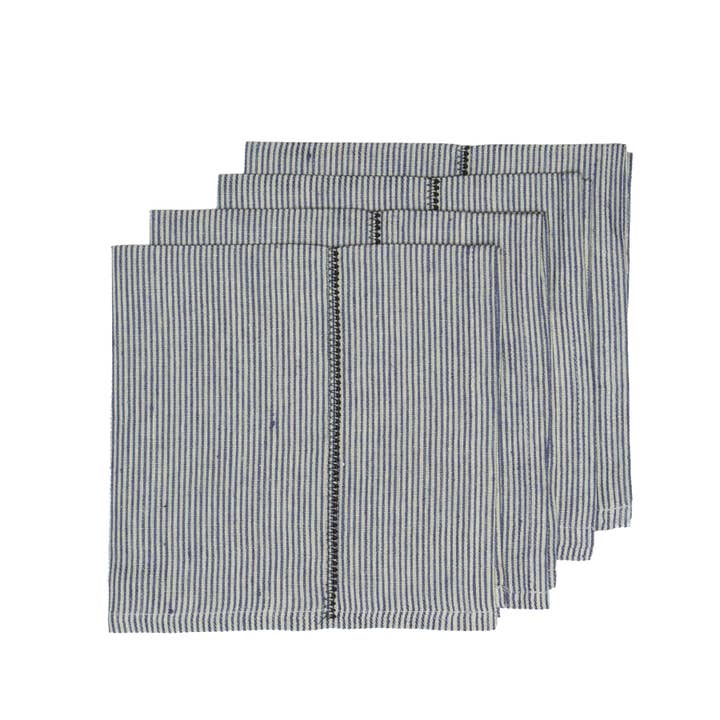 Caravan Home – wholesale Dinner & cloth napkin – Linen Stitch Chambray Stripe Napkins 20x20 - Set of 4