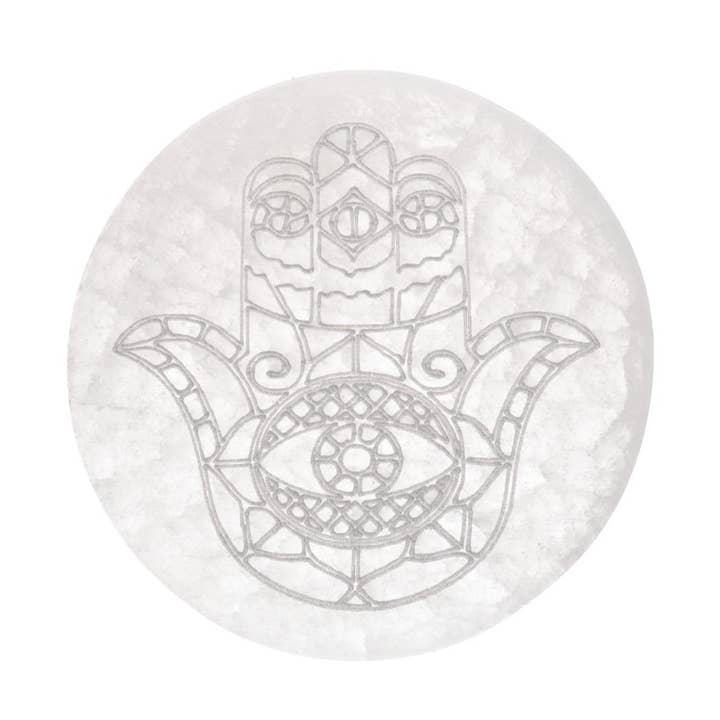 Extra Hand of Fatima Circular Selenite Plate for wholesale by Vives de la Cortada S.L
