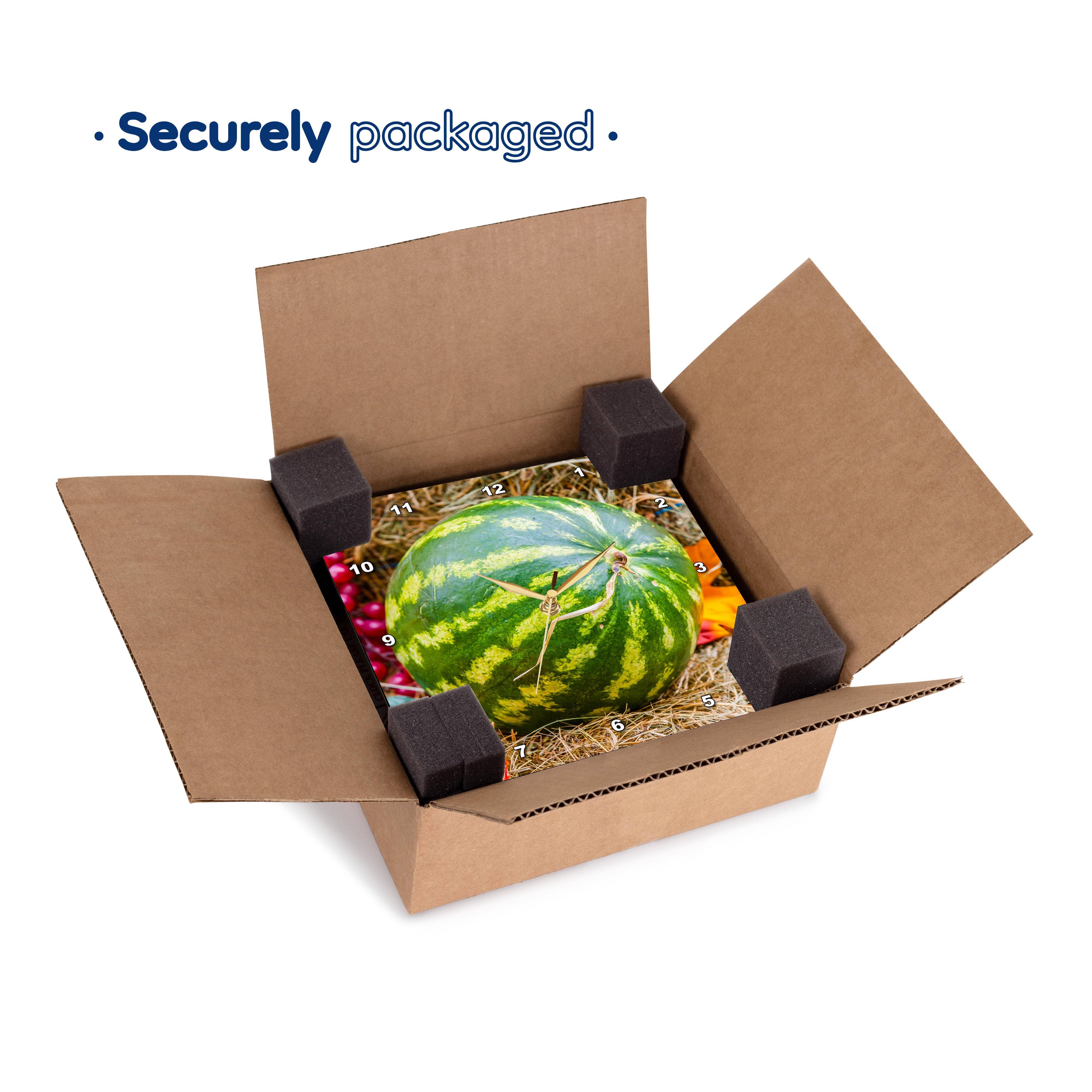 3dRose - Wholesale Wall Clock - 3dRose, Green fresh watermelon on hay, Wall Clock5