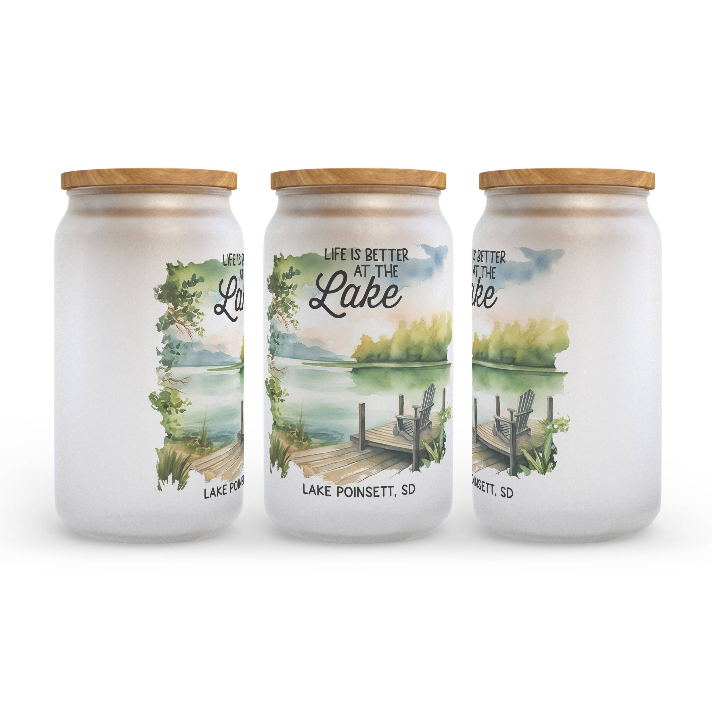 Heart & Willow Prints - Wholesale Drinking Glass/Cup - Lake Life Custom Hometown City Frosted Glass Tumbler1