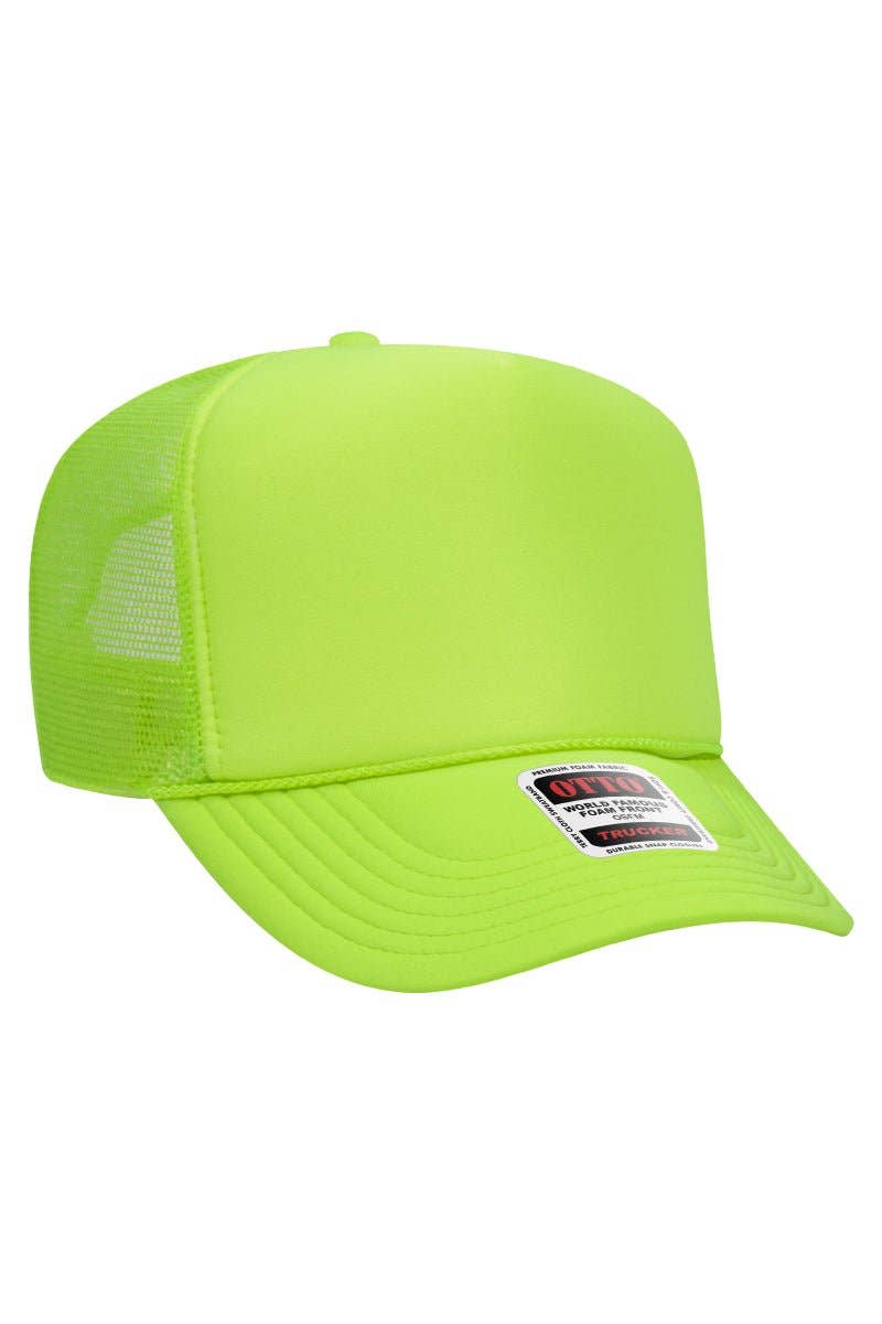 Wholesale Accessory Market - Wholesale Trucker Hat - Unisex - OTTO Neon Green Foam Front High Crown Trucker Hat