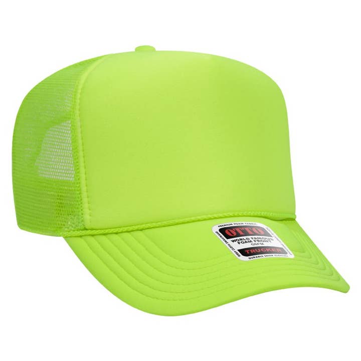 Wholesale Accessory Market - Wholesale Trucker Hat - Unisex - OTTO Neon Green Foam Front High Crown Trucker Hat0