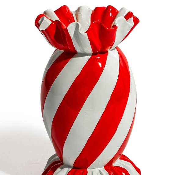 Large Red/White Striped Candy Vase for wholesale by McGowan & Rutherford Ltd