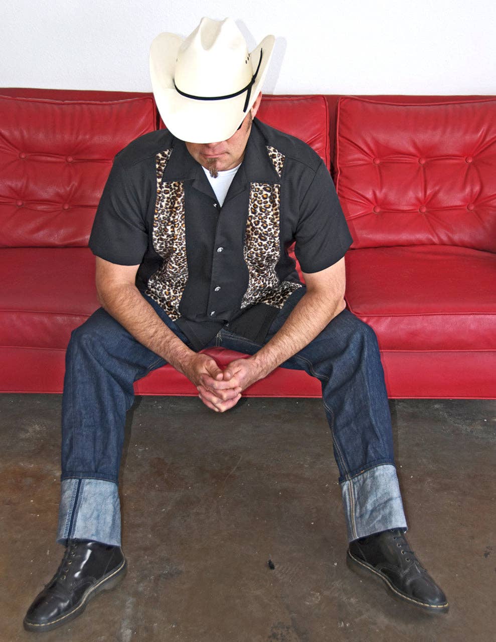 Steady Clothing - Wholesale Button Down Shirt - Men's - Leopard Panel Bowling Shirt in Black9