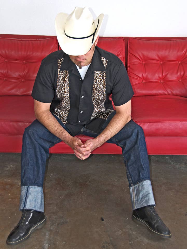 Steady Clothing - Wholesale Button Down Shirt - Men's - Leopard Panel Bowling Shirt in Black9