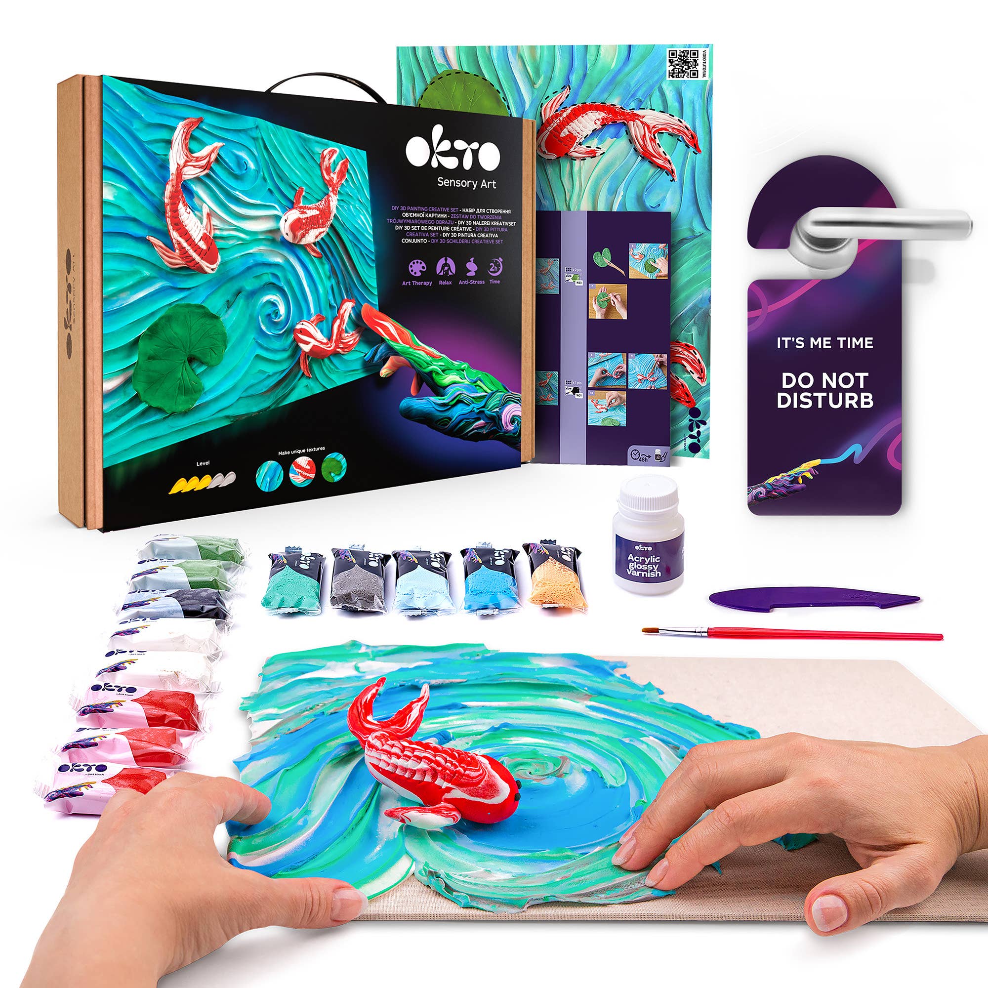 Fainotoys - Wholesale DIY Craft Kit - Kids - OKTO Sensory Art 3D Painting “Koi Carps”1