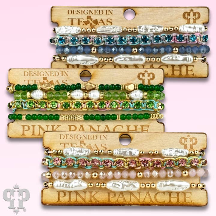 Pink Panache Brands - Wholesale Jewelry Set - Rhinestone slide and variety bead bracelet set, curvy fit1