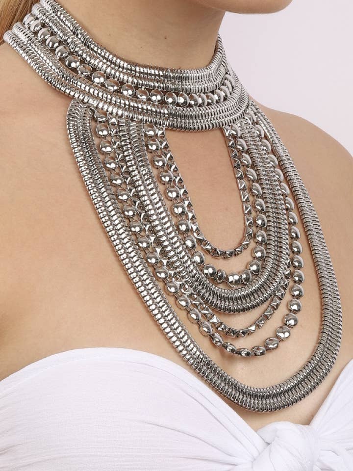 Cleo Statement Halsband - Silver för wholesale av Eye Candy Los Angeles