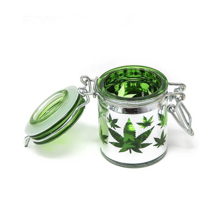 Ted Miller Innovation – wholesale Jar – Mini Airtight Glass Storage Jar – Silver Leaf Cutout | 45 ml1