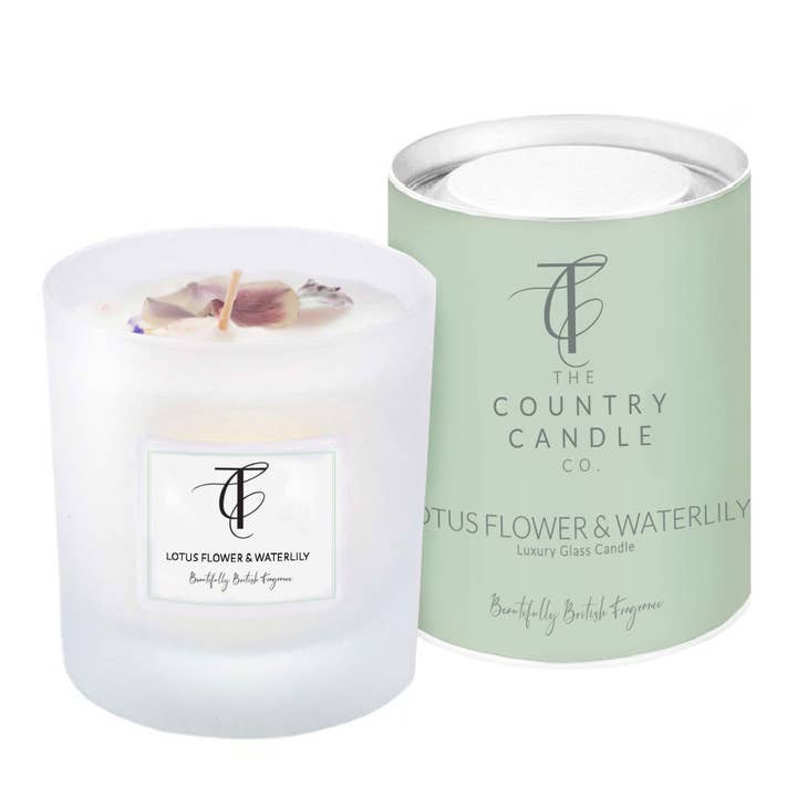 Pastels-Bougie en Verre Fleur de Lotus & Nénuphar 30cl pour la vente par The Country Candle Co.