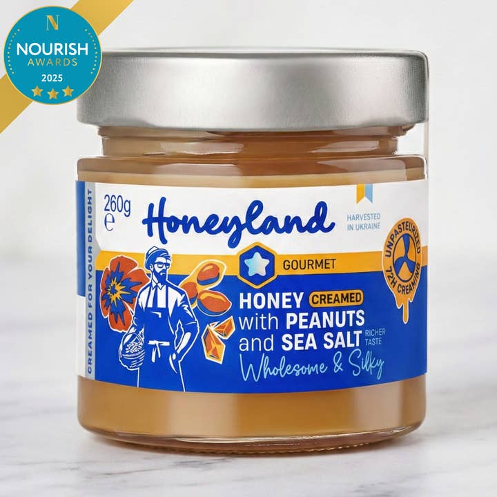 Peanut & Sea Salt Creamed Honey for wholesale by Honeyland