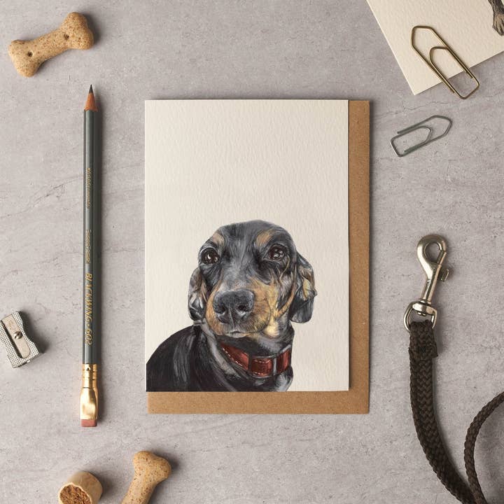 Lou Dachshund Blank Card for wholesale by byOliviaBell