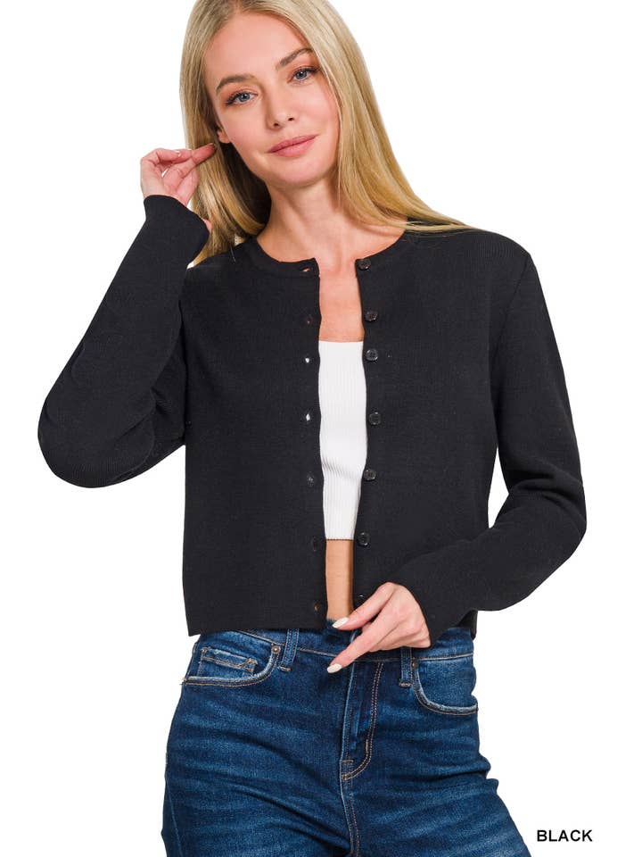 Vanilla Monkey - Wholesale Cardigan - Women's - 7 Button Crewneck Long Sleeve Cardigan