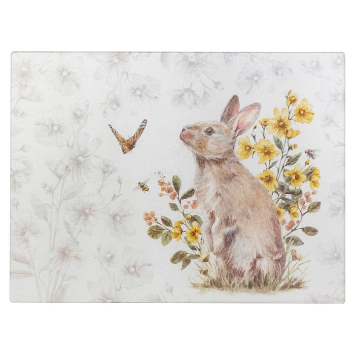 16" Garden Rabbit Tempered Glass Charcuterie Board for wholesale by Boston International