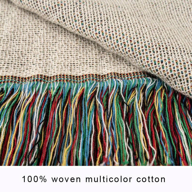 Beige Vintage Woodland Christmas Fairy Woven Blanket Tapestry for wholesale on Faire3