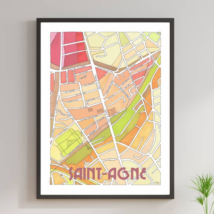 Póster SAINT-AGNE, TOULOUSE - Diseña mapas de ciudades para venta al por mayor de EmYLo