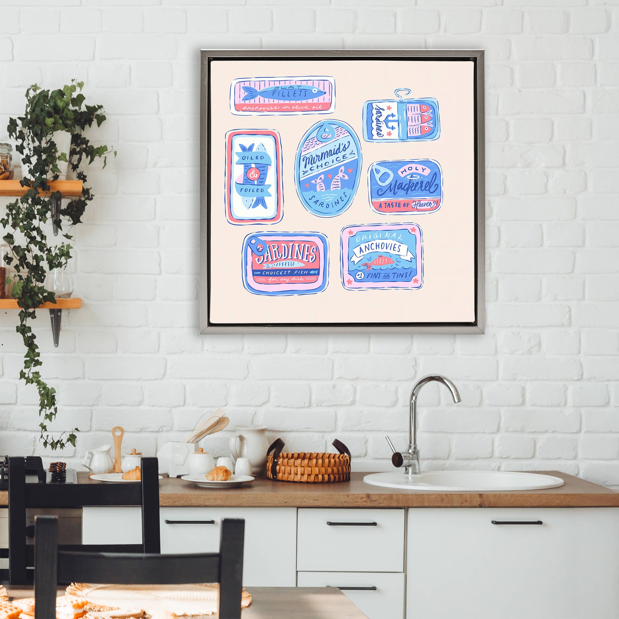 Stupell Industries – Großhandel Wandschild – Verschiedene Dosenfisch-Meeresfrüchte - Gerahmte Wandkunst5