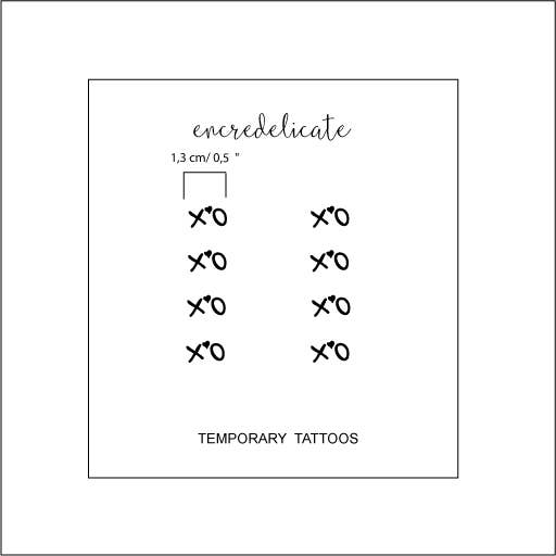 encredelicate – Engroshandel Midlertidig tatovering – Midlertidige tatoveringer med „xo“ mønsteret (sæt med 8 tatoveringer)1