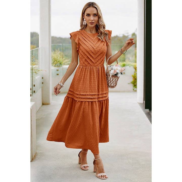 Supreme Fashion - Wholesale Dress - Women's - Ruffle Solid Willow Smocked Maxi Dress
