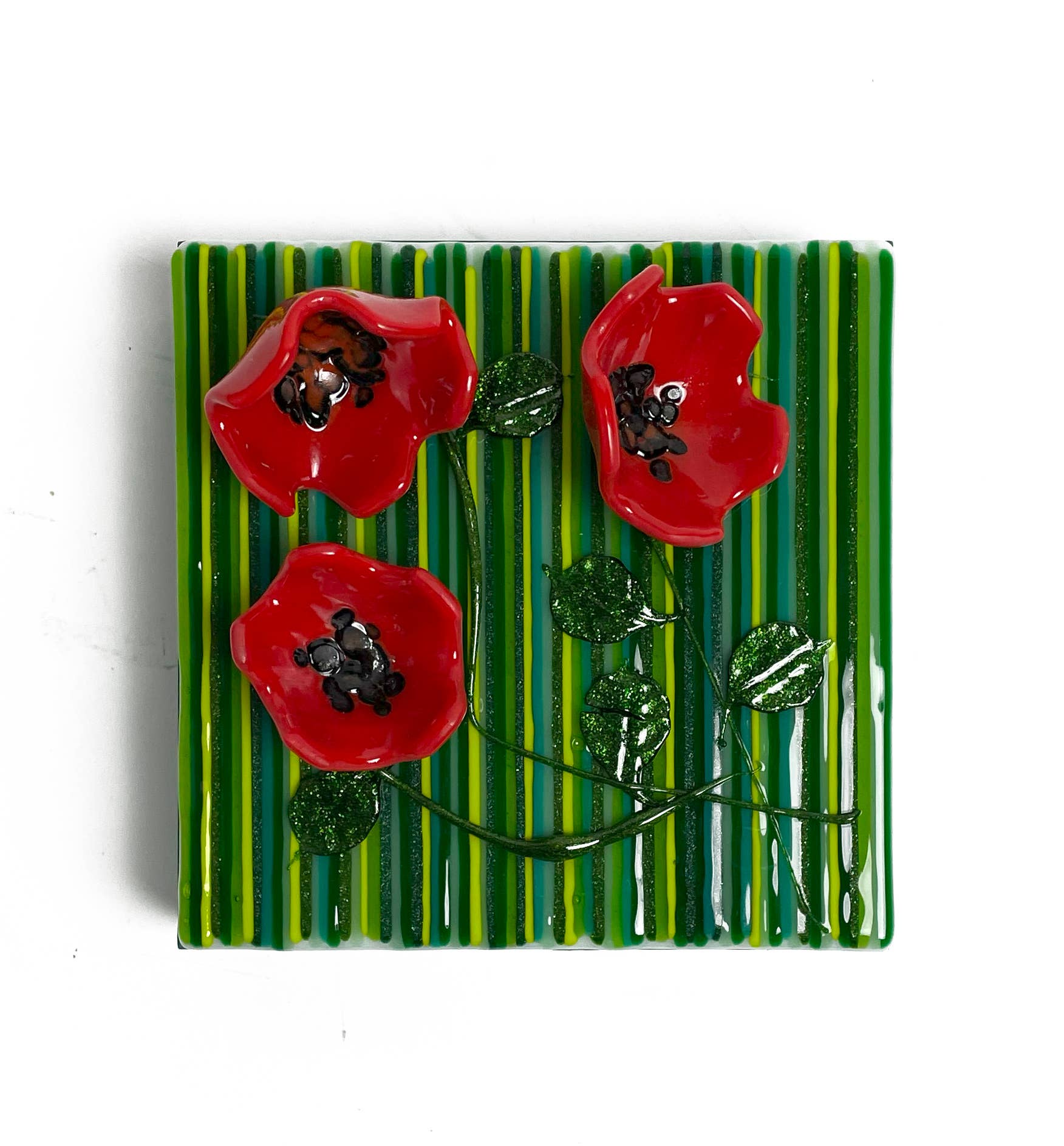 Foster's Beauties - Wholesale Wall Accent - Poppy Garden Kilnformed Glass Wall Art