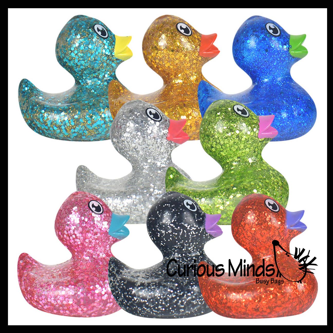 Curious Minds Toys - Wholesale Squishy Toy - Kids & Baby - 1 Small Glitter Rubber Ducks - Rubber Duckies - Cute Novelty3