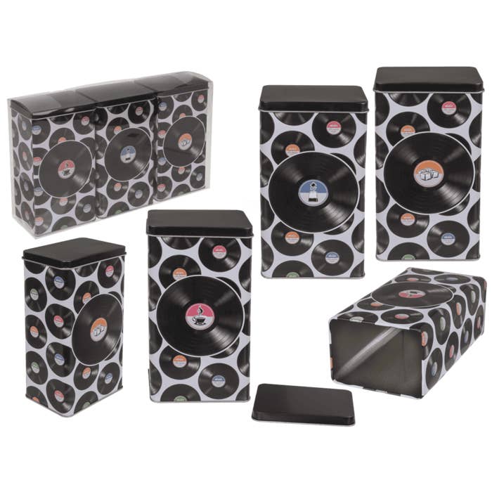 Scatola di latta rettangolare, Caffè, Tè e Zucchero, per la vendita all'ingrosso da parte di Out of the blue KG