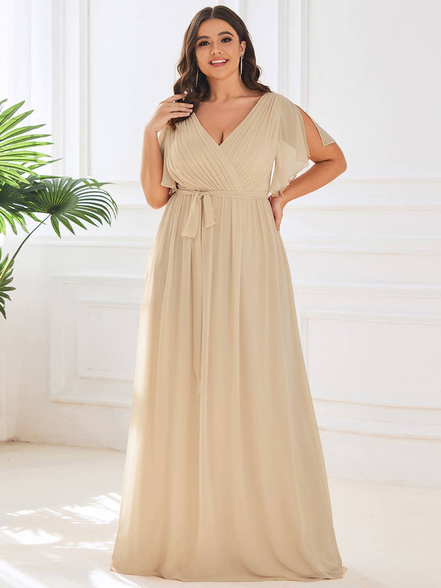 Ever-Pretty - Vente Robe – femme - Robes de soirée à volants à manches courtes exclusives B2B66