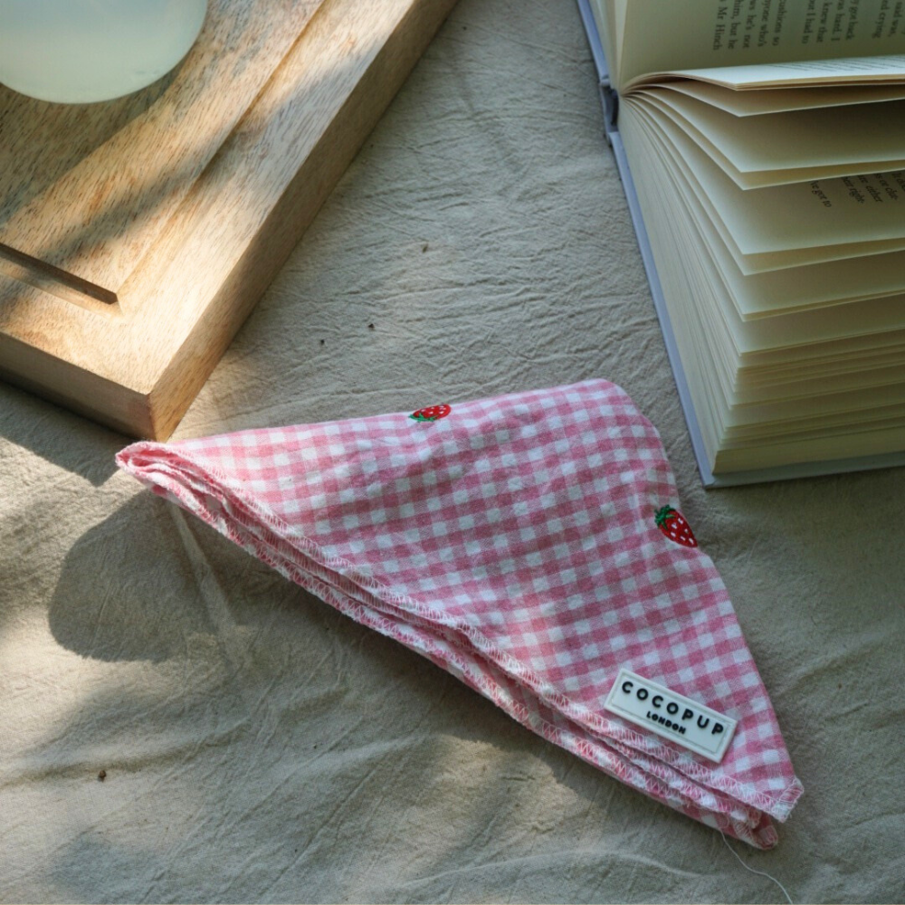 Cocopup London – wholesale Pet bandana – Dog – Strawberry Picnic Pup Bandana2