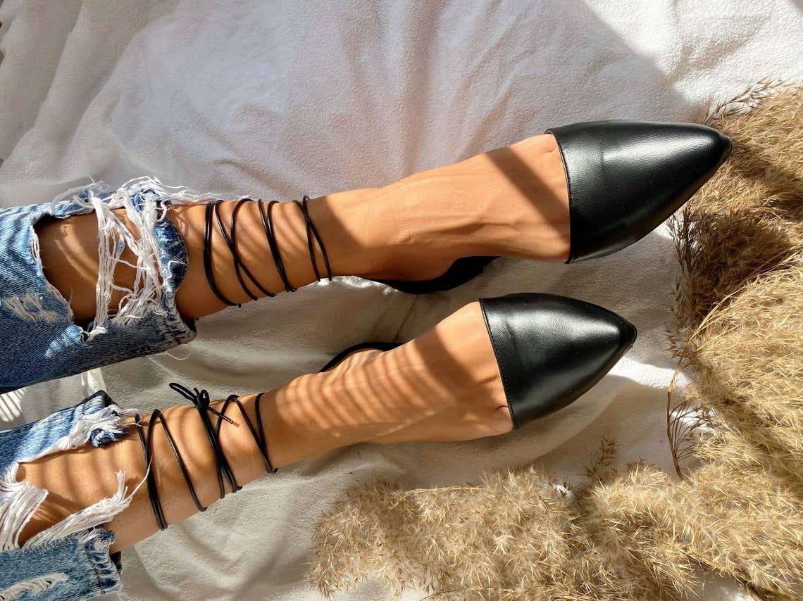 Christina Christi - Vente Mules – femme - Mules à lacets, chaussures en cuir, mules femmes, mules noires1